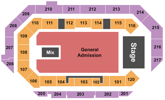 Idaho Central Arena GA Floor 2 Seating Chart