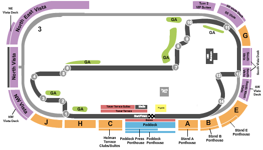 Indianapolis Motor Speedway Seating Map