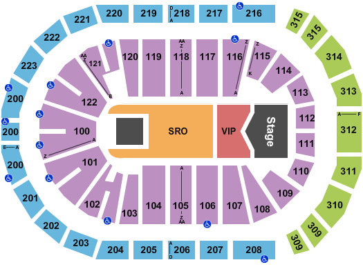 Gas South Arena Endstage GA & VIP Floor Seating Chart