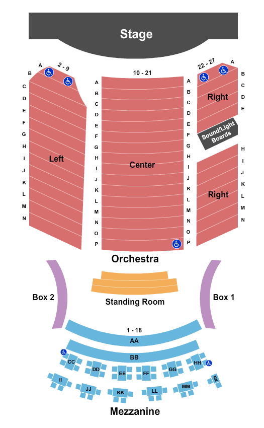 Infinity Music Hall & Bistro Seating Chart