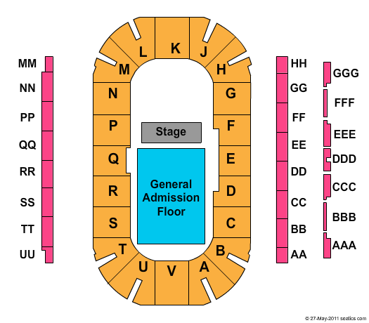 Sandman Centre End Stage GA Seating Chart