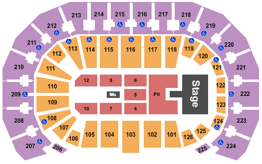 Seatmap for intrust bank arena