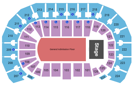 INTRUST Bank Arena End Stage GA Seating Chart
