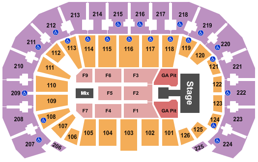 seating chart for INTRUST Bank Arena - Kane Brown - eventticketscenter.com
