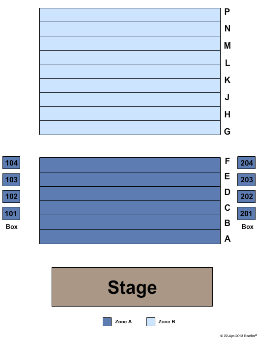Irene Diamond Stage at Signature Theatre Endstage - Zone Seating Chart
