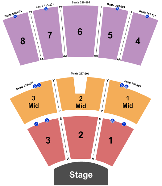 seating chart for Iroquois Amphitheater - End Stage - eventticketscenter.com