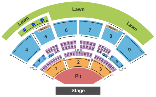 Isleta Amphitheater End Stage Pit - Zone Seating Chart