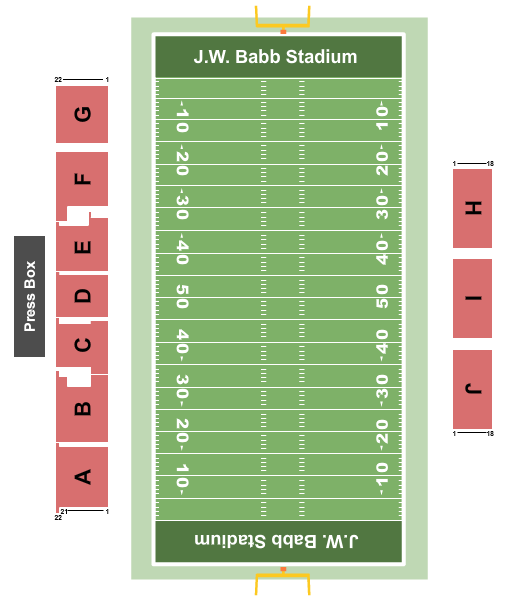 J.W. Babb Stadium Football Seating Chart