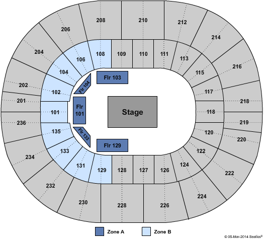 Jack Breslin Student Events Center Cirque - Zone Seating Chart