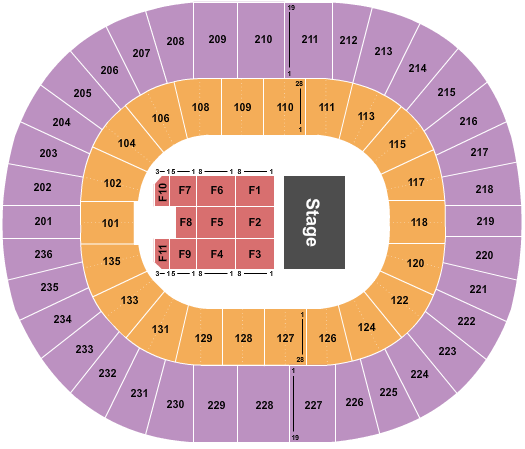 Jack Breslin Student Events Center Endstage Seating Chart
