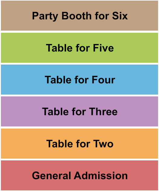 Jack London Revue GA/Tables 2.3.4.5.6 Seating Chart