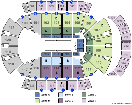 VyStar Veterans Memorial Arena Disney On Ice - Zone Seating Chart
