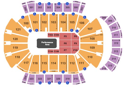 VyStar Veterans Memorial Arena Performance Area 2 Seating Chart