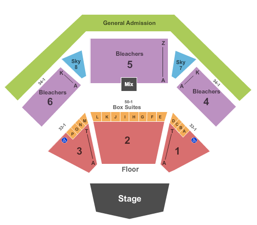 seating chart for Jacobs Pavilion End Stage - eventticketscenter.com