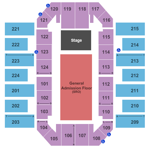 James Brown Arena End Stage GA Floor Seating Chart