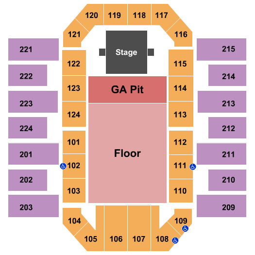 James Brown Arena, Endstage GA Pit & RSV Flr Seating Chart Star Tickets