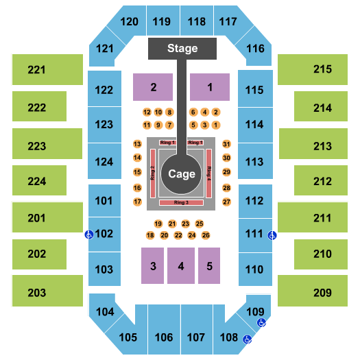 James Brown Arena King Of The Cage Seating Chart