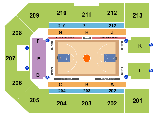 James T. Valvano Arena at Reynolds Coliseum Women's Basketball Seating Chart