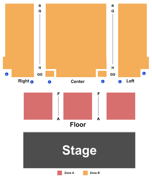 Scherr Forum Theatre At Bank of America Performing Arts Center End Stage - Zone Seating Chart