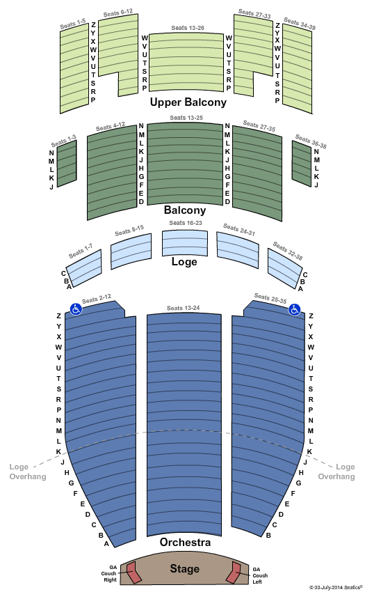 Jefferson Theatre - TX End Stage Seating Chart