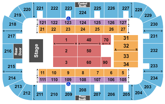 Jenkins Arena - RP Funding Center End Stage Seating Chart