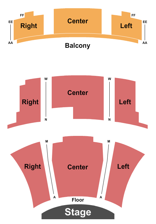 Jerome Westheimer Center for the Performing Arts Endstage Seating Chart