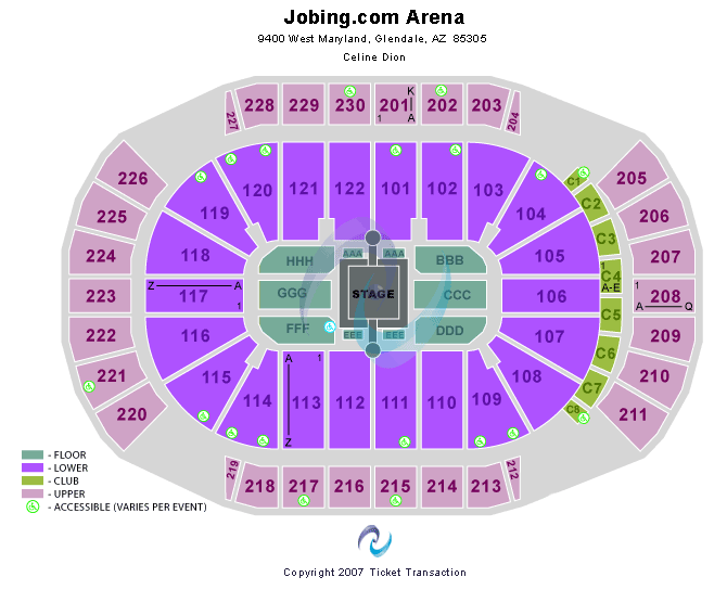Desert Diamond Arena Celine Dion Seating Chart