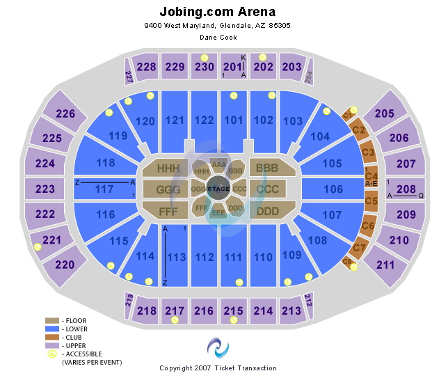 Desert Diamond Arena Dane Cook Seating Chart