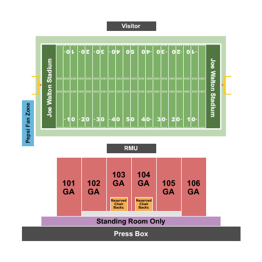 Joe Walton Stadium Football GA Seating Chart