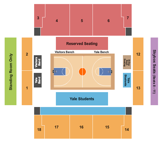 John J. Lee Amphitheater At Payne Whitney Gym Basketball Seating Chart