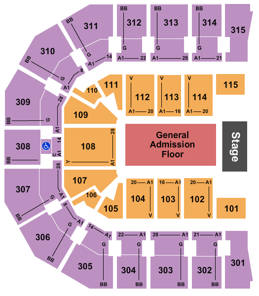 John Paul Jones Arena End Stage GA Floor Seating Chart