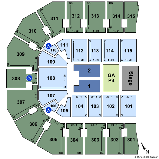 John Paul Jones Arena Full House GA Pit Seating Chart