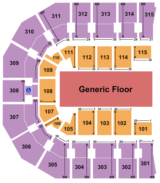 John Paul Jones Arena Generic Floor Seating Chart