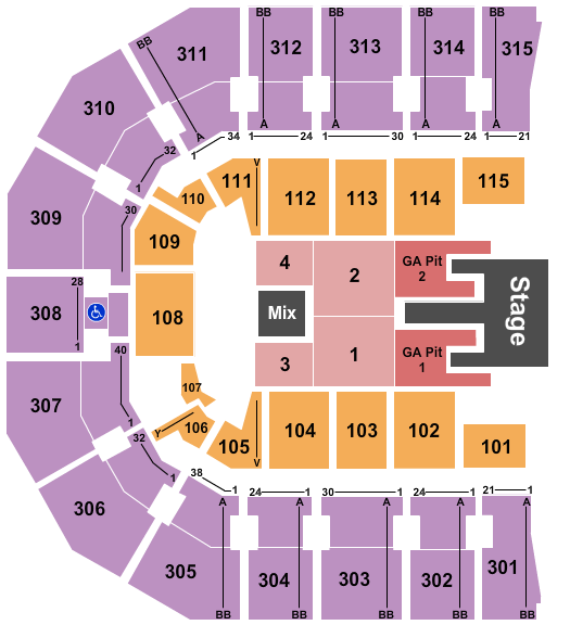 John Paul Jones Arena Kane Brown 2024 Seating Chart