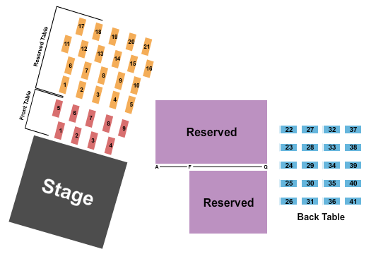 Johnny's Steaks & Bar-Be-Que - Salado Endstage Tables Seating Chart
