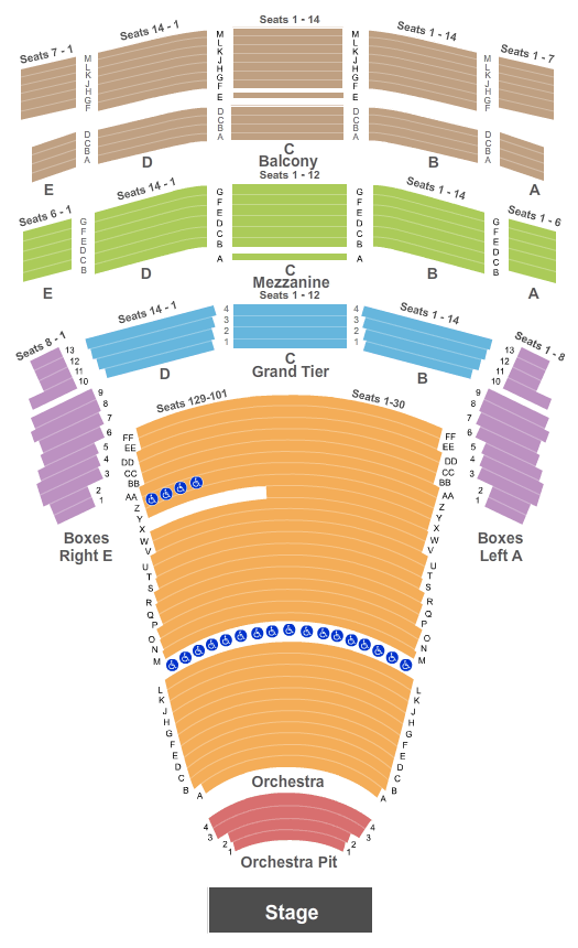 seating chart for Jones Hall for the Performing Arts - End Stage - eventticketscenter.com