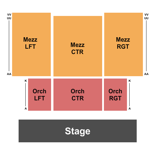 Jones Performing Arts Center - NC End Stage Seating Chart