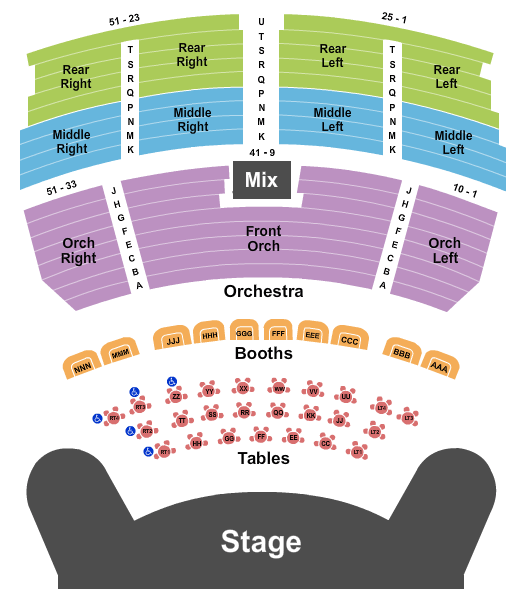Jubilee Theater At Horseshoe Las Vegas Endstage Seating Chart