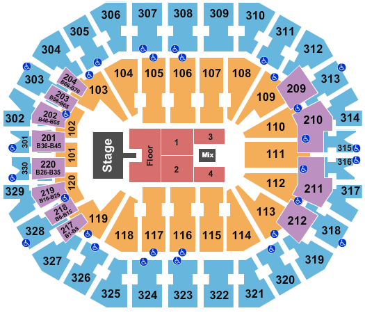 KFC Yum! Center Cody Johnson Seating Chart