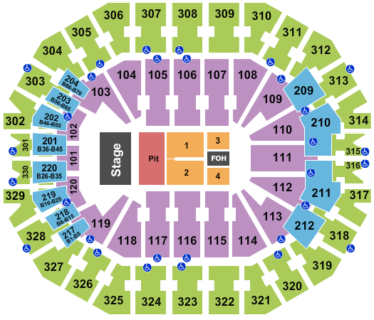 KFC Yum! Center Endstage GA Pit 2 Seating Chart