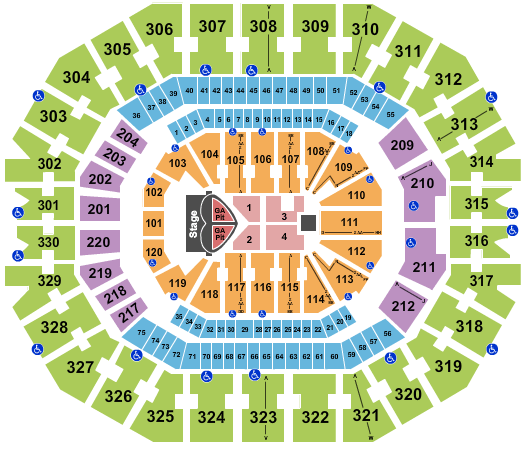 KFC Yum! Center Pink Seating Chart