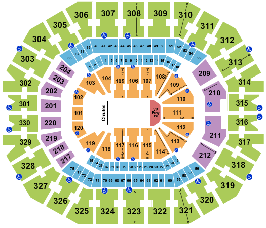 KFC Yum! Center Rodeo/VIP Party Pit Seating Chart