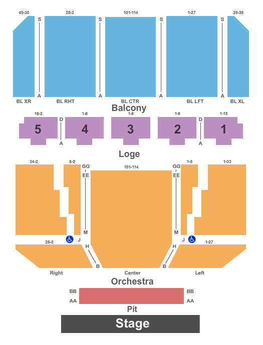 seating chart for Keith Albee Theater - End Stage Pit - eventticketscenter.com