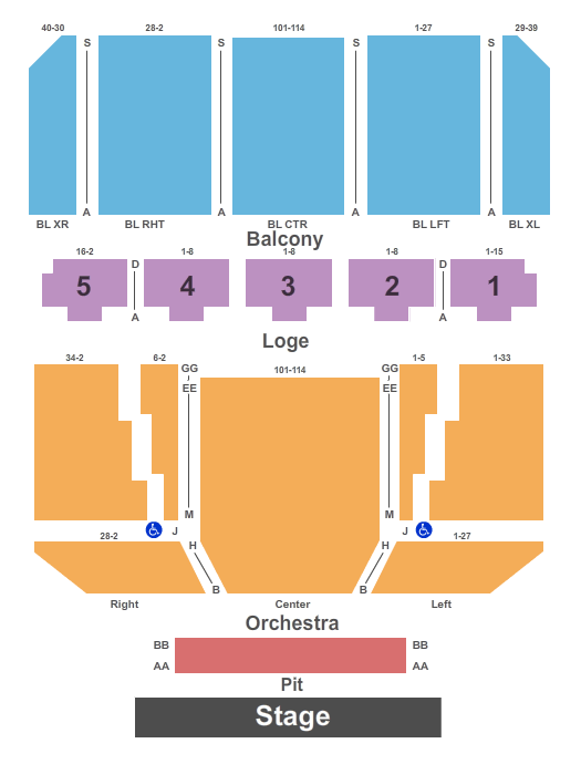 Keith Albee Theater End Stage Pit Seating Chart