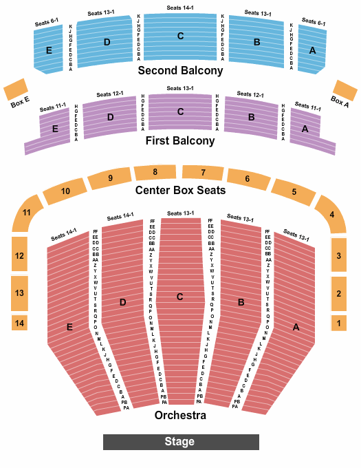 Keller Auditorium Seating Chart Detailed