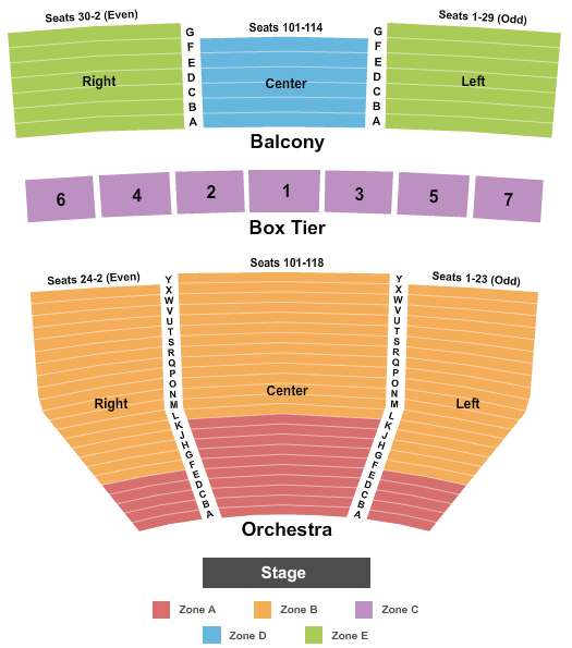seating chart for Kennedy Center Eisenhower Theater - End Stage Int Zone - eventticketscenter.com