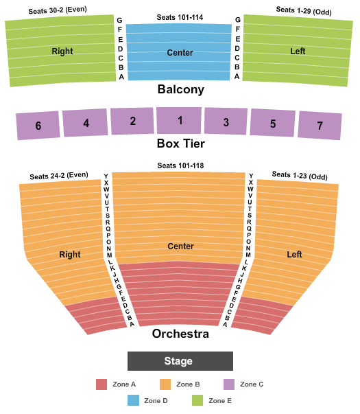 Kennedy Center Eisenhower Theater End Stage Int Zone Seating Chart