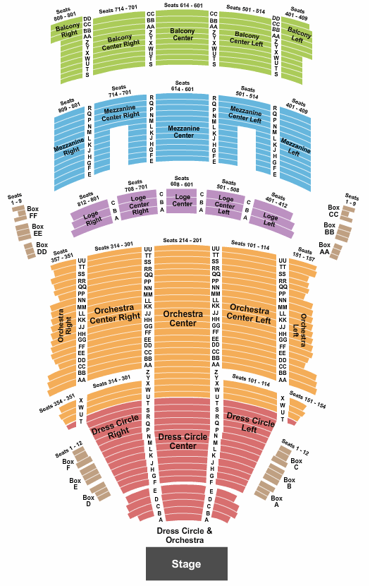 seating chart for KeyBank State Theatre - Endstage 2 - eventticketscenter.com