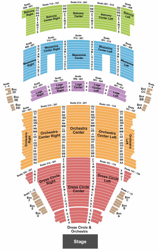 seating chart for KeyBank State Theatre - End Stage - eventticketscenter.com
