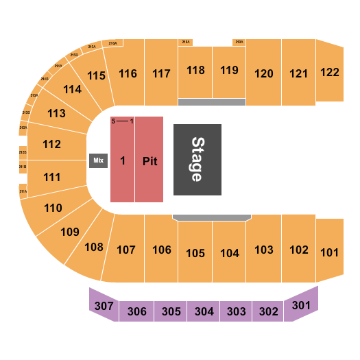 Keystone Centre seating chart with row numbers